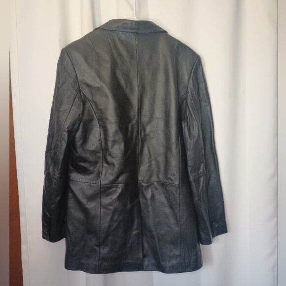 Denim & Co Womens Lamb Leather Blazer Jacket Medium Black Quiet Luxury Y2K 90s - Picture 4 of 10
